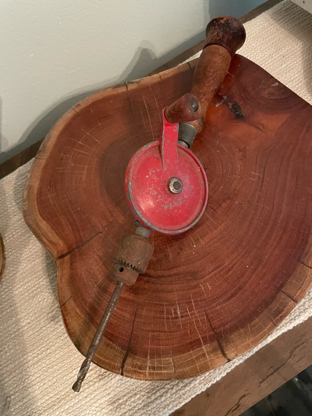 Red Hand Crank Drill Wall Accent - Unbranded